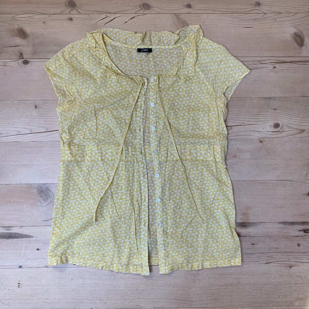 Yellow + White J. Crew Cotton Blouse